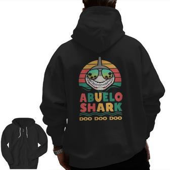 Abuelo Shark Father's Day Papa Dad Grandpa Men Zip Up Hoodie Back Print | Mazezy