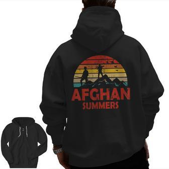 Afghan Summers Veteran Afghanistan Veteran Zip Up Hoodie Back Print | Mazezy