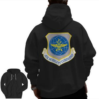 Air Force Air Mobility Command Amc Military Veteran Patch Zip Up Hoodie Back Print | Mazezy