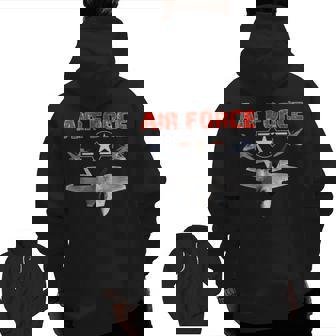 Air Force Vintage Rounde L Air Force Veteran Zip Up Hoodie Back Print | Mazezy