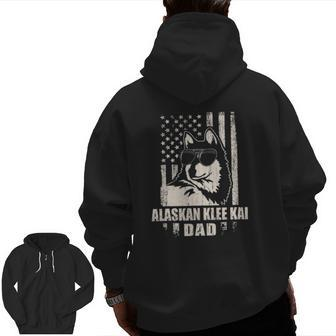 Alaskan Klee Kai Dad Cool Vintage Retro Proud American Zip Up Hoodie Back Print | Mazezy