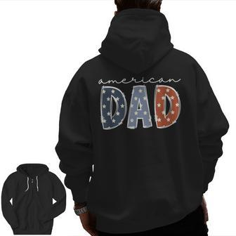 American Dad Retro 4Th Of July Red White Blue Men For Dad Zip Up Hoodie Back Print | Mazezy