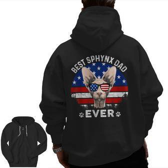 American Flag 4Th Of July Sphynx Dad T Cat Lovers Zip Up Hoodie Back Print | Mazezy
