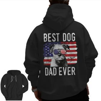 American Flag Best Dog Dad Ever Border Terrier Usa Zip Up Hoodie Back Print | Mazezy