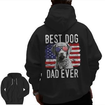 American Flag Best Dog Dad Ever Chesapeake Bay Retriever Zip Up Hoodie Back Print | Mazezy
