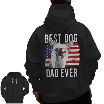 American Flag Best Dog Dad Ever Chinese Crested Usa Zip Up Hoodie Back Print | Mazezy