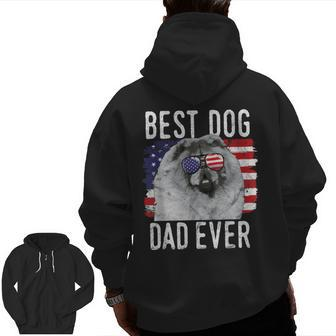 American Flag Best Dog Dad Ever Chow Chow Usa Zip Up Hoodie Back Print | Mazezy