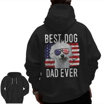 American Flag Best Dog Dad Ever Coton De Tulear Usa Zip Up Hoodie Back Print | Mazezy