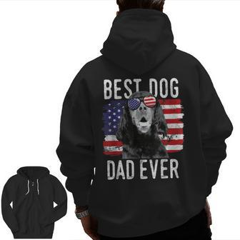 American Flag Best Dog Dad Ever Gordon Setters Usa Zip Up Hoodie Back Print | Mazezy
