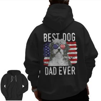 American Flag Best Dog Dad Ever Havanese Usa Zip Up Hoodie Back Print | Mazezy