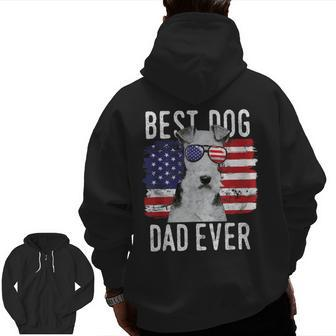 American Flag Best Dog Dad Ever Wire Fox Terrier Usa Zip Up Hoodie Back Print | Mazezy