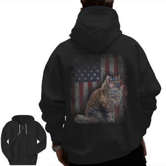 American Flag Best Ragamuffin Dad Ever Cat Dad Zip Up Hoodie Back Print | Mazezy CA