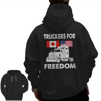 American Flag Canada Flag Freedom Convoy 2022 Truck Driver Zip Up Hoodie Back Print | Mazezy