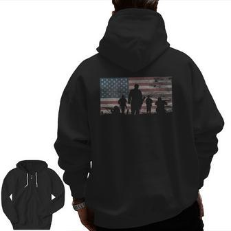 American Flag Military Veteran Appreciation Zip Up Hoodie Back Print | Mazezy