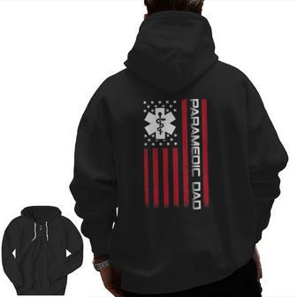 American Flag Paramedic Dad For Father's Day Zip Up Hoodie Back Print | Mazezy