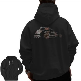 American Rat Hot Rod Muscle Car Lover Owner Dad Father's Day Zip Up Hoodie Back Print | Mazezy AU