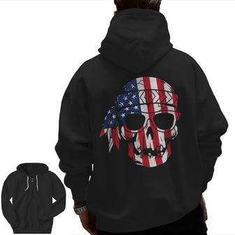 American Usa Flag Skull Skeleton With Sunglasses Patriotic Patriotic Zip Up Hoodie Back Print | Mazezy