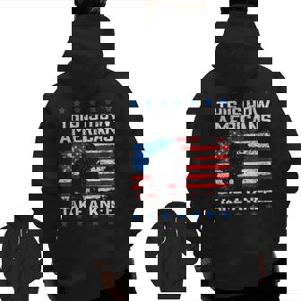 This Is How Americans Take A Knee Flag Veteran Zip Up Hoodie Back Print | Mazezy
