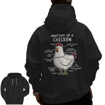 Anatomy Of A Chicken Country Farm Women Girl Zip Up Hoodie Back Print | Mazezy