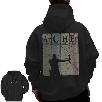 Archer Periodic Table Elements Bow Hunting Archery Vintage Zip Up Hoodie Back Print | Mazezy