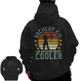 Archery Kid Bow And Arrow Young Archer Zip Up Hoodie Back Print | Mazezy