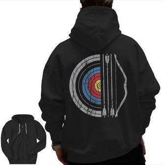 Archery Target Bow And Arrow Vintage Archer Zip Up Hoodie Back Print | Mazezy