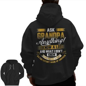 Ask Grandpa Anything Father's Day Papa Zip Up Hoodie Back Print | Mazezy