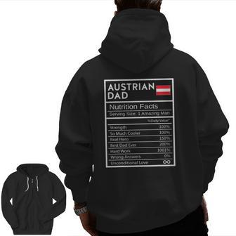 Austrian Dad Nutrition Facts National Pride For Dad Zip Up Hoodie Back Print | Mazezy