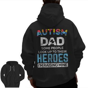 Autism Dad Autism Awareness Autistic Spectrum Asd Zip Up Hoodie Back Print | Mazezy