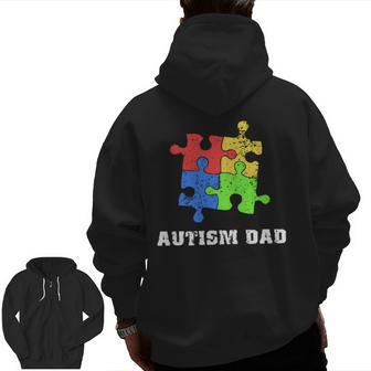 Autism Dad T Educate Love Support Zip Up Hoodie Back Print | Mazezy