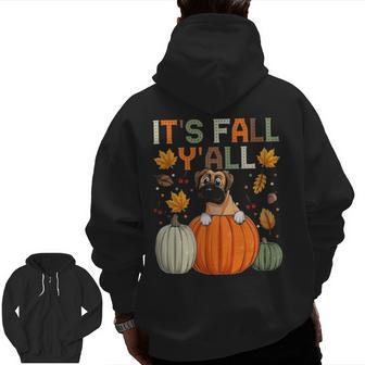 Autumn Boxer It’S Fall Y’All Fall Boxer Dog Zip Up Hoodie Back Print | Mazezy