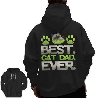 Awesome Best Cat Dad Ever Kitty Lover Zip Up Hoodie Back Print | Mazezy
