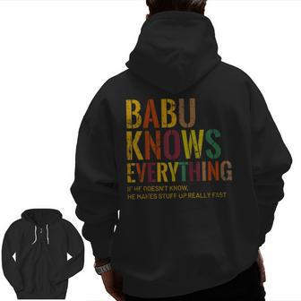 Babu Knows Everything Swahili Grandpa Father's Day Zip Up Hoodie Back Print | Mazezy
