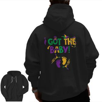 I Got The Baby Mardi Gras Pregnancy Announcement Outfit Zip Up Hoodie Back Print | Mazezy CA