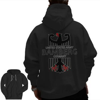 Bamberg Germany United States Army Military Veteran Zip Up Hoodie Back Print | Mazezy DE