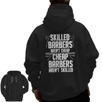 Barber s For Men Dad Hairdressing Hair Stylists Zip Up Hoodie Back Print | Mazezy