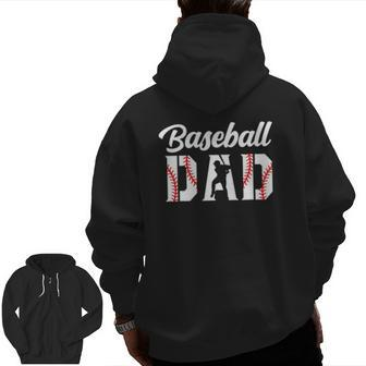 Baseball Dad Apparel Dad Baseball Zip Up Hoodie Back Print | Mazezy