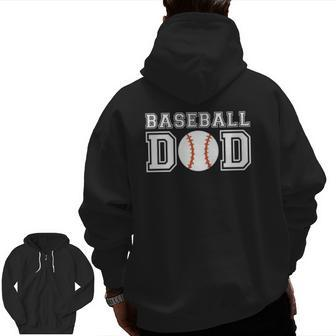 Baseball Dad Baseball For Father Baseball Zip Up Hoodie Back Print | Mazezy