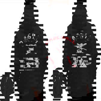 Baseball Dad Happy Fathers Day For Men Boys Kid Zip Up Hoodie Back Print | Mazezy