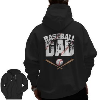 Baseball Dad Baseball Lover For Father Zip Up Hoodie Back Print | Mazezy