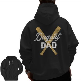 Baseball Dugout Dad Baseball Bats For Father Zip Up Hoodie Back Print | Mazezy