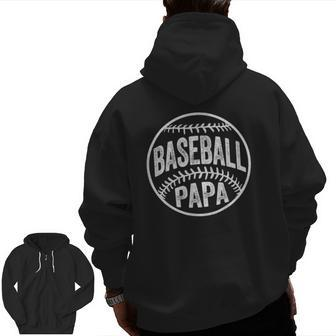 Baseball Papa Coach Father's Day Zip Up Hoodie Back Print | Mazezy