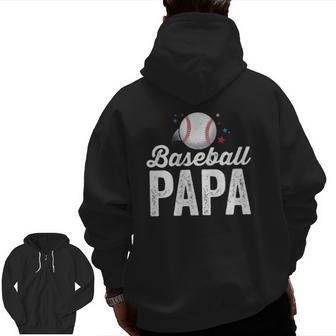 Baseball Papa Dad Father Grandpa Men Lagift Zip Up Hoodie Back Print | Mazezy