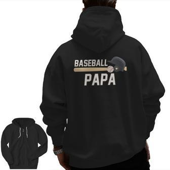 Baseball Papa Father's Day Baseball Dad Zip Up Hoodie Back Print | Mazezy