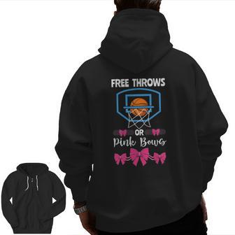 Basketball Gender Reveal Party Free Throws Or Pink Bows Zip Up Hoodie Back Print | Mazezy DE