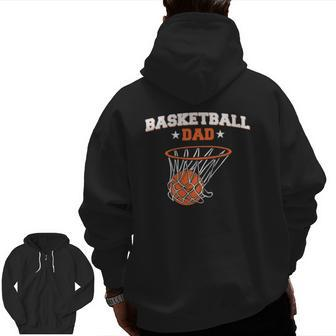 Basketballer Sport Player Father's Day Basketball Dad Zip Up Hoodie Back Print | Mazezy