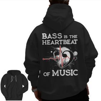 Bass Is The Heartbeat Zip Up Hoodie Back Print | Mazezy