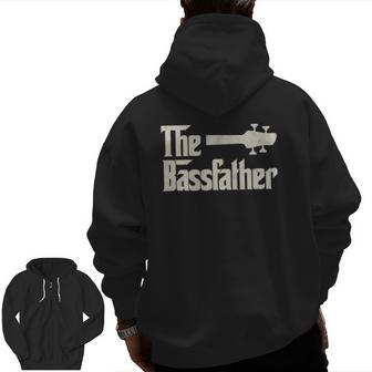 The Bassfather Distressed Bass Player Dad Father's Day Zip Up Hoodie Back Print | Mazezy UK