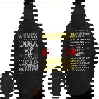 Bbq Grill Grilling Dad Chef Saying Warning Zip Up Hoodie Back Print | Mazezy