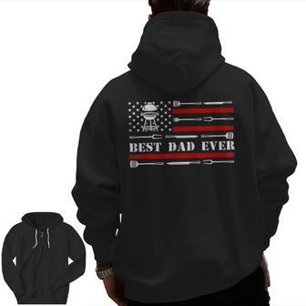 Bbq Grill Grilling Best Dad Ever Zip Up Hoodie Back Print | Mazezy